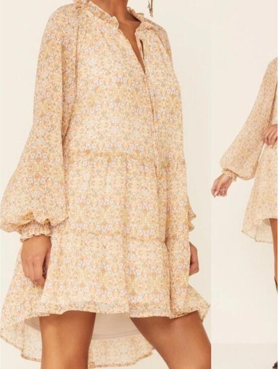 Show Me Your MuMu Dresses & Skirts - Show Me Your Mumu Birdie Mini Dress XS Cream Floral Boho Tiered